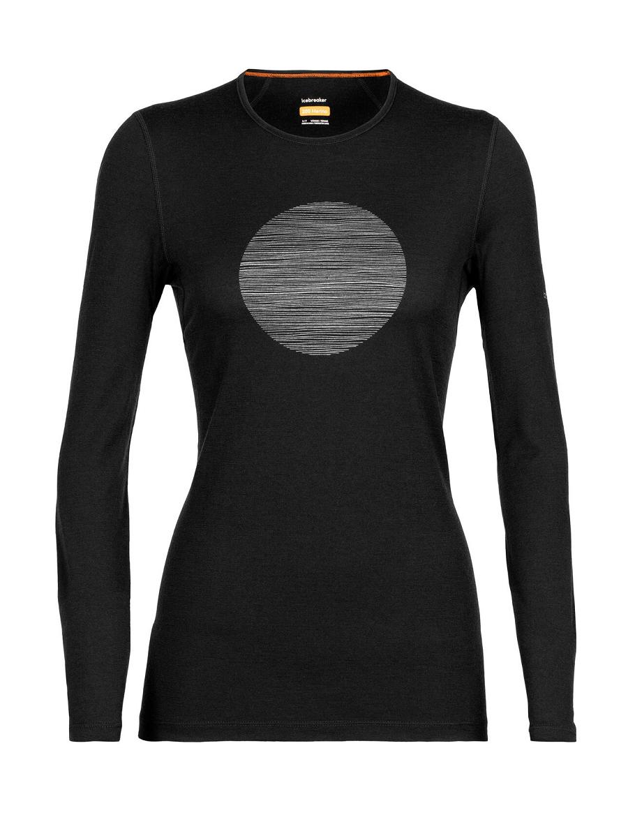 Icebreaker Merino 200 Oasis Long Sleeve Crewe Ski Circle Naisten Base Layers Mustat | FI 1836DFMN